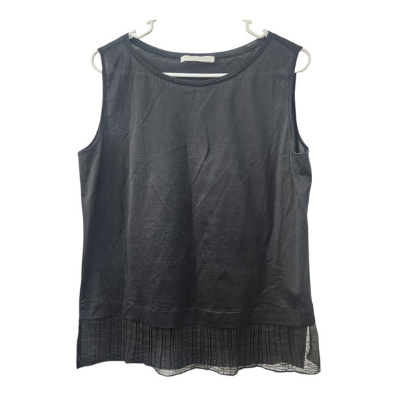 Fabiana Filippi Cotton Silk Blend Tank Top L Black Quiet Luxury Office Shell - Picture 1 of 9